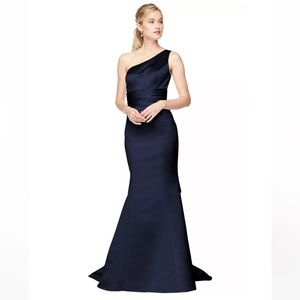 Bill Levkoff Bridesmaid BBL9081S21 (1809) -Satin Navy One Shoulder A-Line Dress